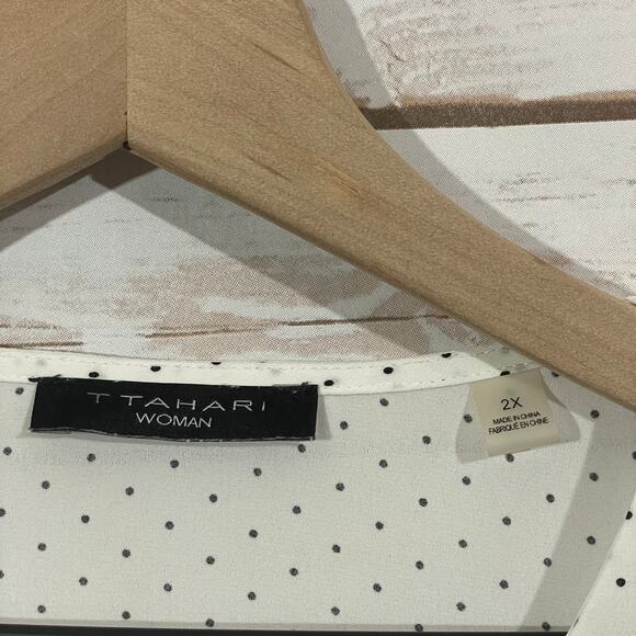 T Tahari Woman Polka Dot Blouse - White - 2X - Picture 5 of 8